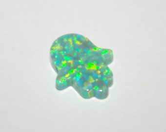 13x11mm Light GREEN OPAL HAMSA Fatima Hand Gemstone Bead Charm Pendant - Jewelry Making - Free Shipping Worldwide