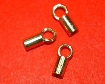 WHOLESALE LOTS 2.5mm Hole Plain Gold Plated over Sterling Silver 925 End Caps for Chains, Wires, Cords and Leather Cords - Free Shipping