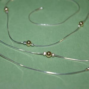 Sterling Silber 925 Kette und 14kt Gold Filled Nahtlose Perlen Zweifarbige Kurze, lange Halskette, Bauchkette Viele Längen Handgemacht nach Ihrer Größe