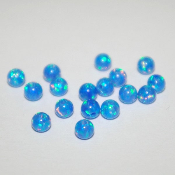 10 pièces 4mm Dark BLUE OPAL Perles rondes Lot, Trous entièrement percés - Fabrication de bijoux - BalliSilver - Livraison gratuite dans le monde entier.