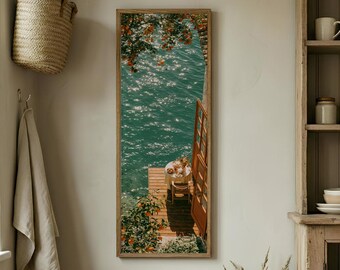 Italiaanse Rivièra kustprint, muurkunst Middellandse Zee, kust zomerdecor