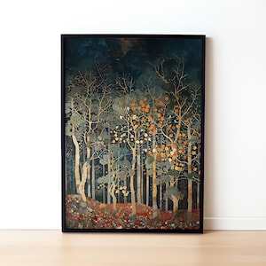 William Morris Inspired Rustic Print, Botanical Forest Canvas Wall Art, Vintage Botanical Art, High Quality