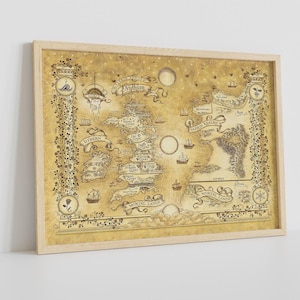 Fantasy Acotar Weltkarte Leinwand, Dornengericht und Rosen Serie, Hochwertige Karte, Eine Geschenkidee, Wanddeko