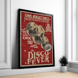 Disco Fever Print, Disco Balls Prints, Retro Disco Balls, Funky Vintage Poster, Preppy Bar Cart Wall Art, Glam Disco Ball, Digital Print
