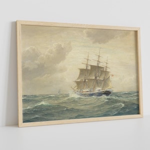 Vintage Sailing Ship Painting - Antique Nautical Wall Art - Old Sailboat Canvas Print - Maritime Home Decor - Classic Sea Voyage Art