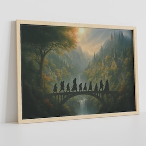 Fantasy Fellowship Digital Art Print, Enchanting Power Rings Illustration, Birthday Gift, Mystical Elven Painting