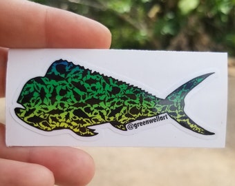 Fish Sticker - Mahi Mahi/Dorado - Fishing Stickers for Cars, Laptops, Water Bottles and more - UV & Water Resistant