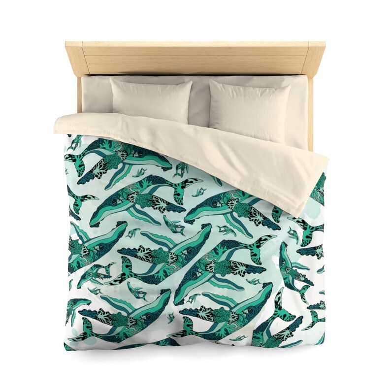 Coral Reef Humpback Whale Pattern Microfiber Duvet Cover Etsy