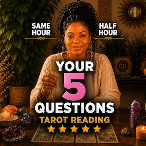 Ask 5 Questions Psychic Reading | Personalized Tarot & Psychic Reading | Same Hour Guidance | Detailed PDF