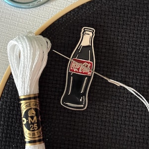Glass Coke Bottle Needle Minder | Needle Keep | Needle Nanny | Cross Stitch Needle Work