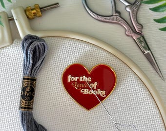 For The Love of Books Needle Minder | Needle Keep | Needlepoint | Cross Stitch Needle Work | Needle Point