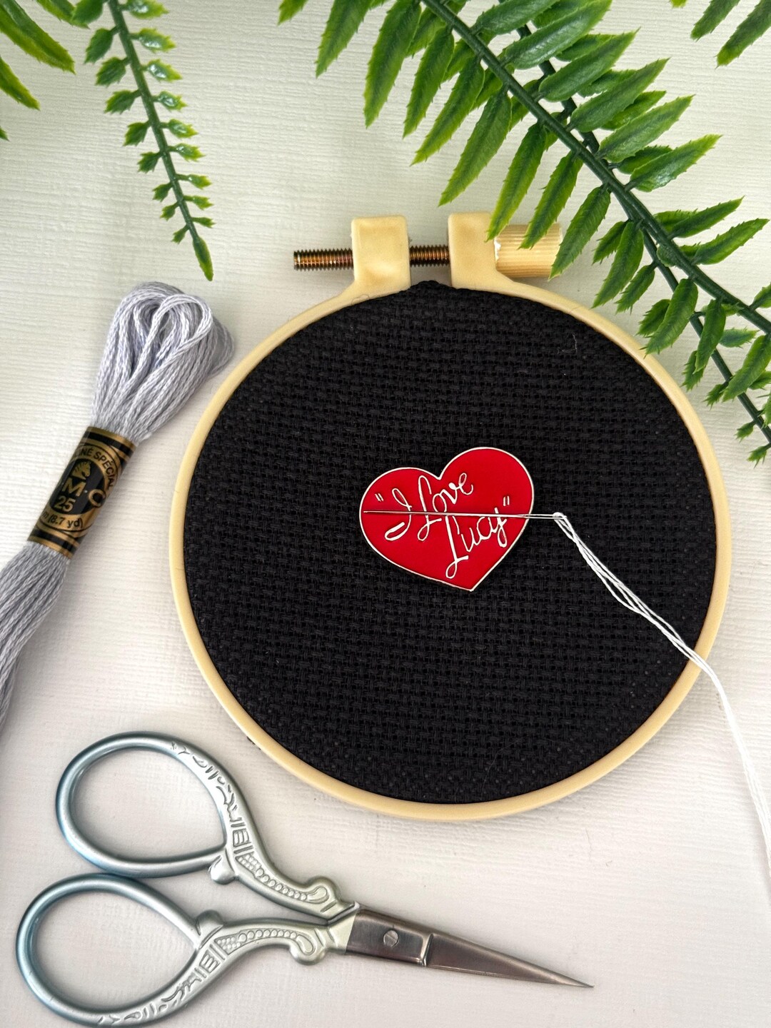 Needle Work Red 'I Love Lucy' Needle Minder | Needle Keep | Needle Nanny | Cross ...