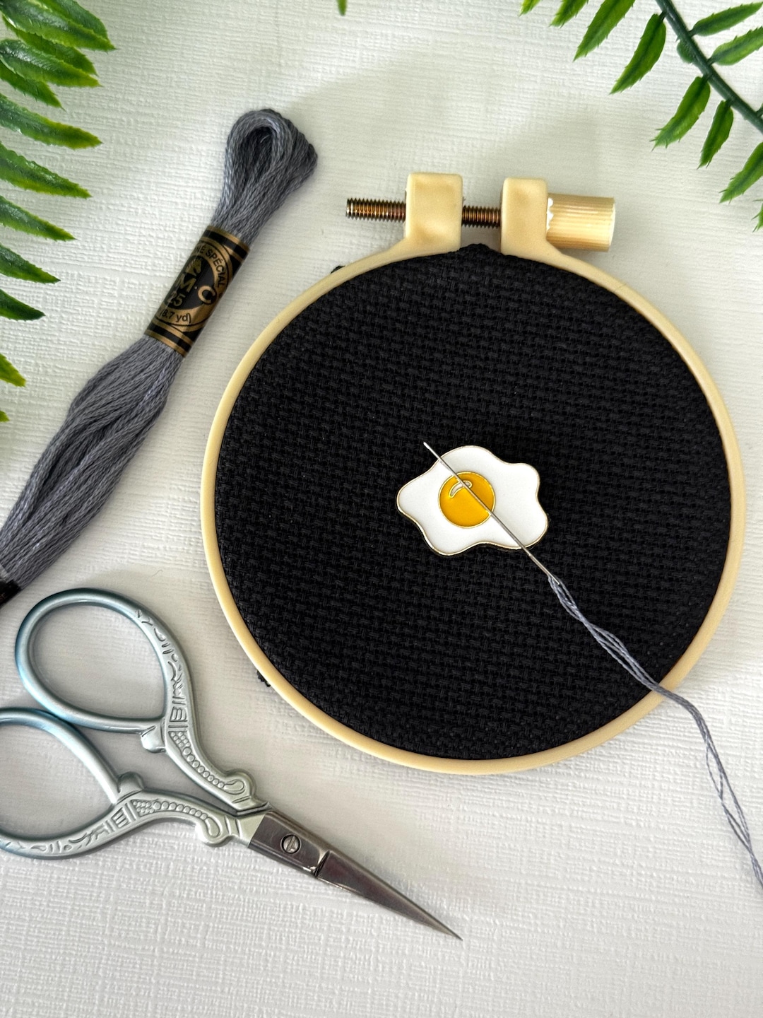 Needle Work Fried Egg Needle Minder | Needle Keep | Needlepoint | Cross Stitch ...