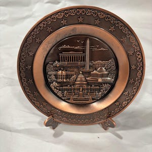 Washington DC Souvenir Bronze Plate with Landmark Engravings