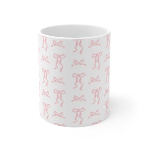 Charming Pink Bow Ceramic Mug Set, Cute Gift for Friends, Tea or Coffee Lover, Birthday, Bridal Shower, Home Decor
