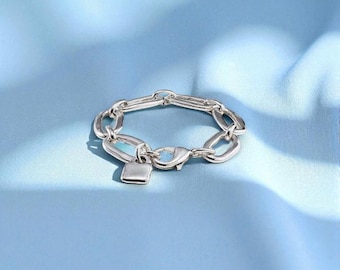 Pulsera de plata con cadena gruesa