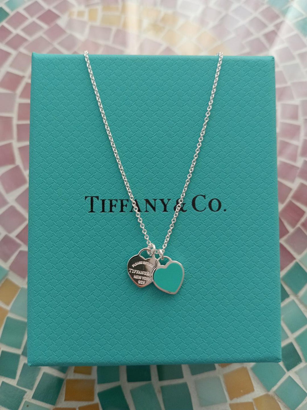 Tiffany Co Vintage Blue Heart Necklace