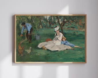 Victorian Family Picnic Painting: Impressionist Garden Scene