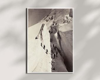 Impression photo Mont Blanc : paysage alpin noir et blanc vintage (téléchargement numérique)