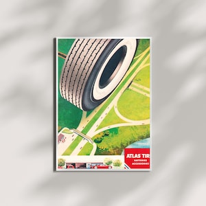 Vintage Atlas Tires Advertisement Art Print - Mancave Decor (Digital Download)
