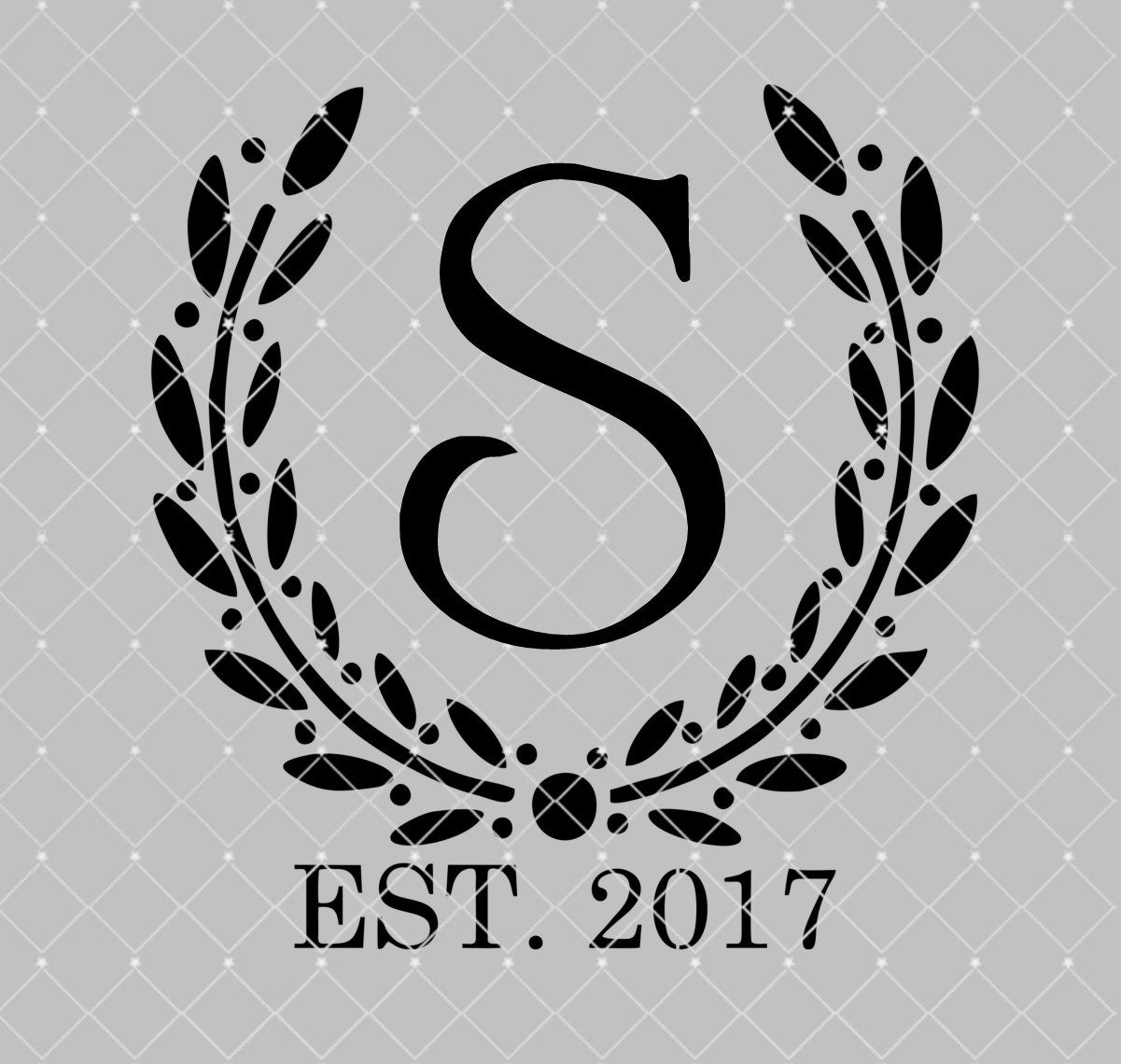 STENCIL Custom Your Initial Monogram Wreath Various Sizes Etsy