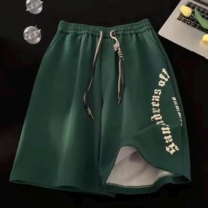 Pantalones cortos casuales para hombre, pantalones cortos de playa extragrandes con estampado de letras retro, pantalones cortos deportivos