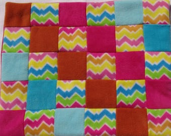 Small pet blanket - multicolored chevron squares
