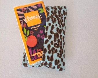 Tissue pack cover - leopard print on blue