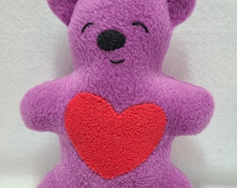 Sleepy heart bear - purple