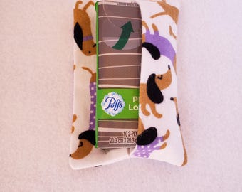 Tissue pack cover - wiener dogs on white