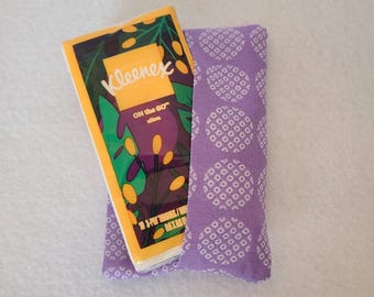 Tissue pack cover - white patterned circles on light purple