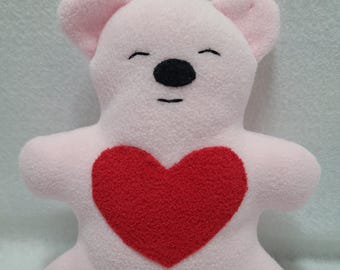 Sleepy heart bear - light pink
