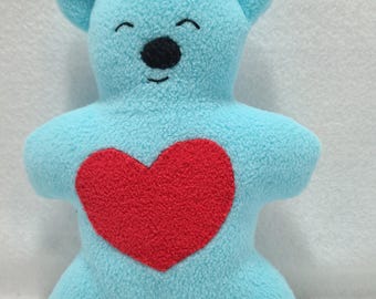 Sleepy heart bear - light blue