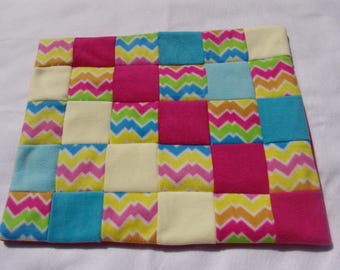 Small pet blanket - multicolored chevron squares