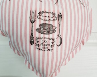 Decorative Heart Pillow - Bon Appetit