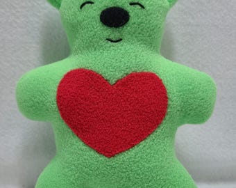 Sleepy heart bear - lime green