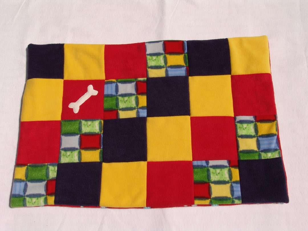 Quilted Dog Blanket Multi Colored Squares Etsy
