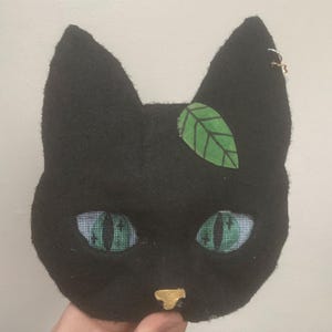 Black Cat Therian Mask With Leaf