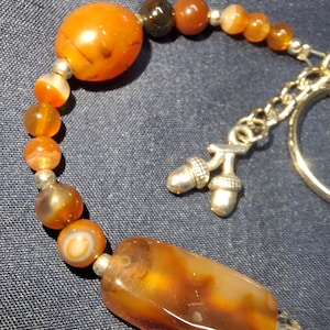 Carnelian Gemstone Keychain: Acorn Charm Bag Accessory