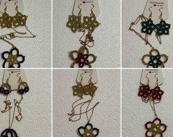 Tatted Necklace and Earrings