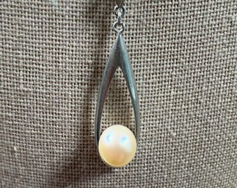 Mikimoto Pearl Teardrop Necklace Sterling Silver