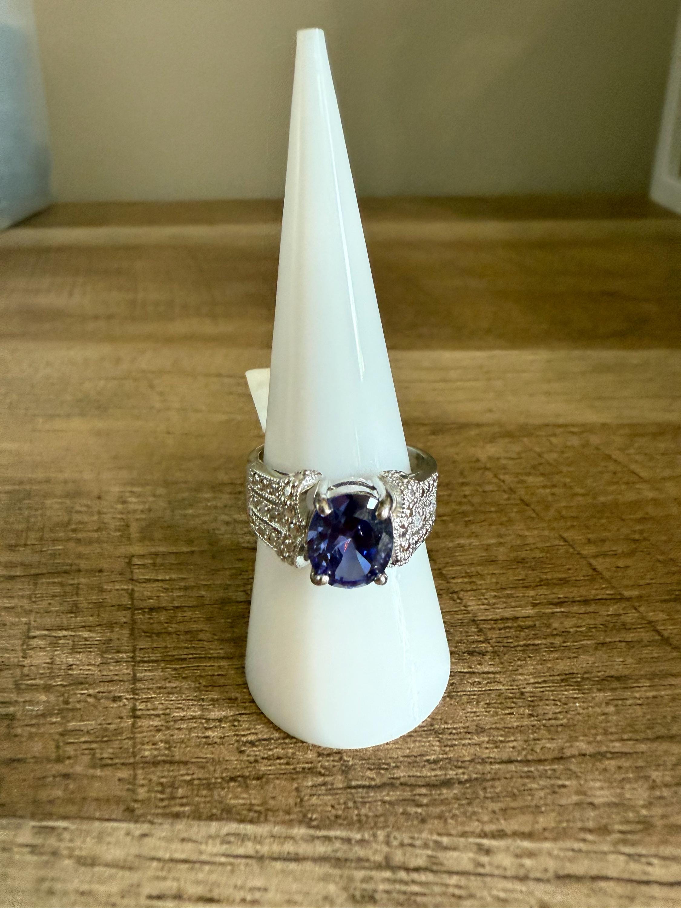 【LETICIA / レチシア】 RING VELVET New 20mm Ice Flower Cut Oval Purple Kunzite Gemstone Luxury