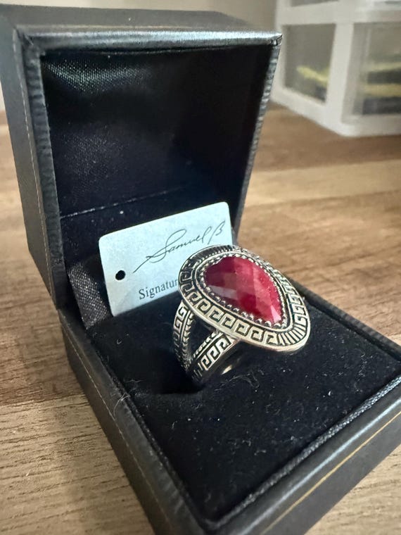 Samuel B. Ruby and Sterling Silver Ring Size 8 - image 3