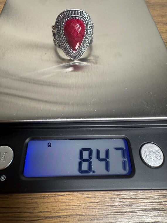 Samuel B. Ruby and Sterling Silver Ring Size 8 - image 10