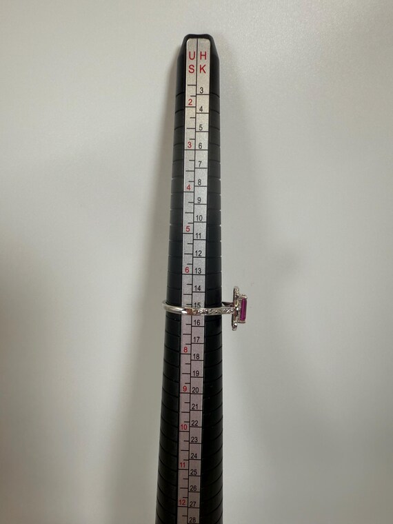 Pink Sapphire Emerald Cut and Moissanite Antique … - image 6