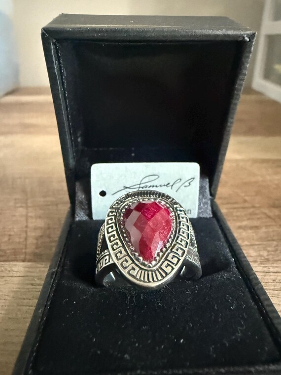 Samuel B. Ruby and Sterling Silver Ring Size 8 - image 2