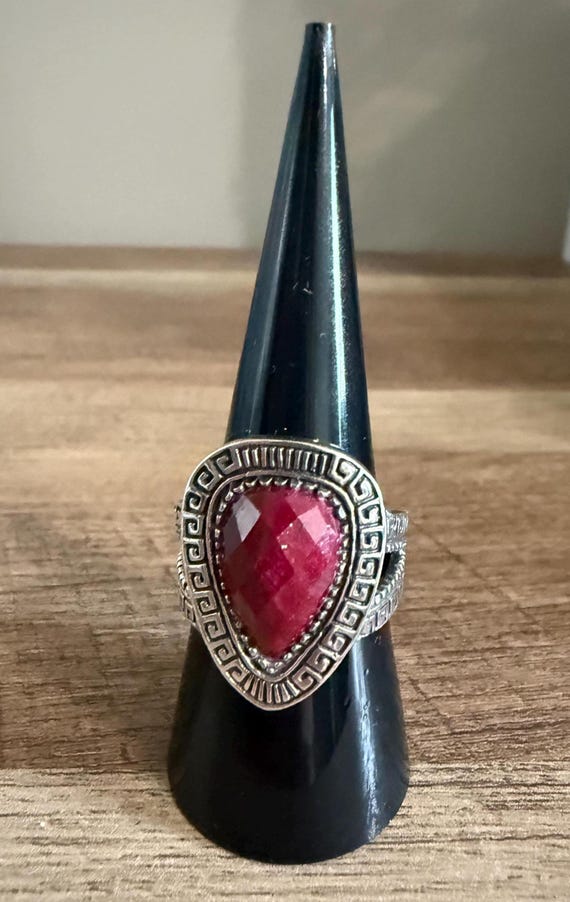 Samuel B. Ruby and Sterling Silver Ring Size 8 - image 1