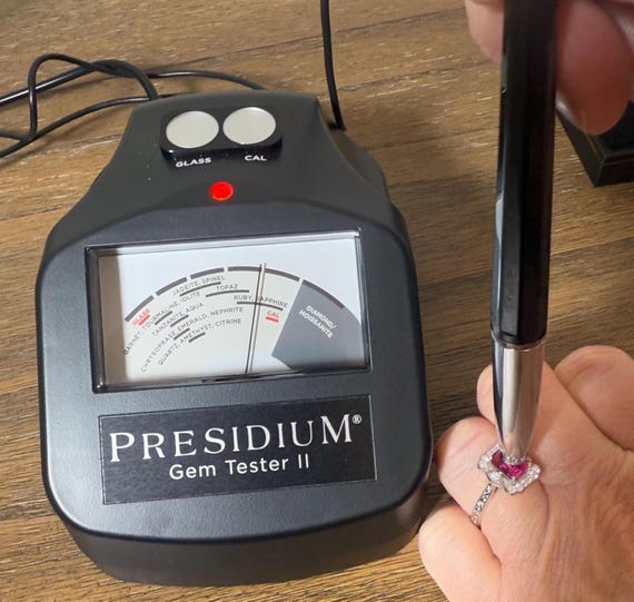 Pink Sapphire Emerald Cut and Moissanite Antique … - image 8