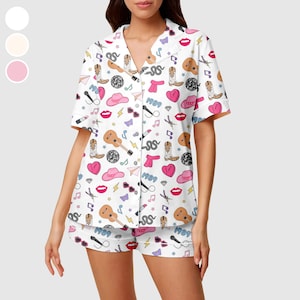 Pop Star Singer Pajamas Set, Satin Pajamas, Womenswear, Gift For Her, Silk Loungewear, Soft and Comfort Pajamas