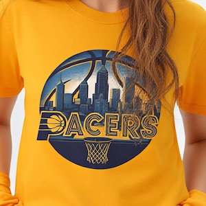 Indiana Pacers Retro NBA Style Tee | Unisex Heavy Cotton T-Shirt | Indianapolis Sports Fan Gift, Urban Streetwear Shirt, Basketball Team